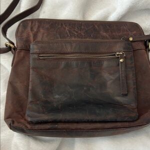 Luxeoria Distressed Brown Leather Shoulder/ Crossbody Bag